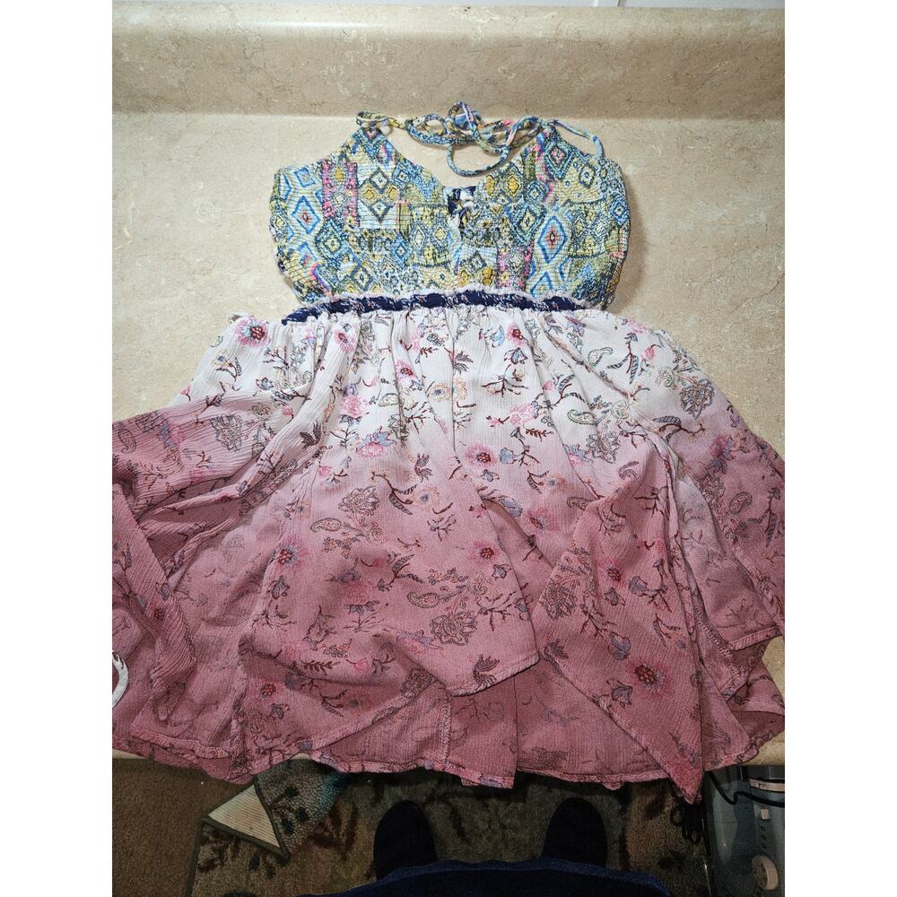 Gimmicks SZ S Bohemian tired peekaboo tank feminine floral mini dress - Picture 8 of 10